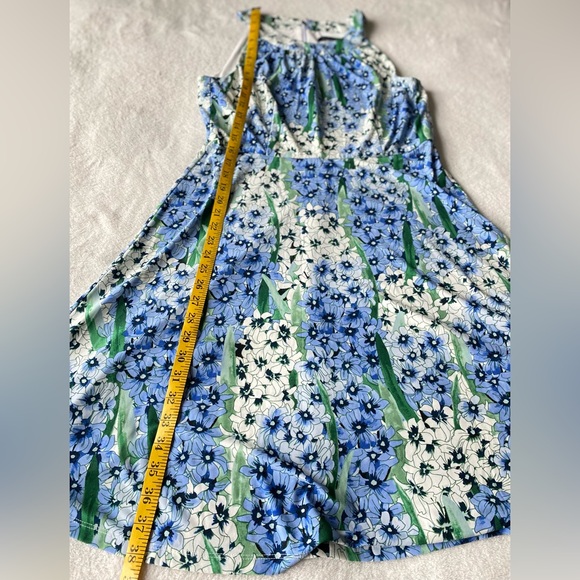 Tommy Hilfiger Halter Neck floral Midi Dress sz 10 blue green - Picture 11 of 14